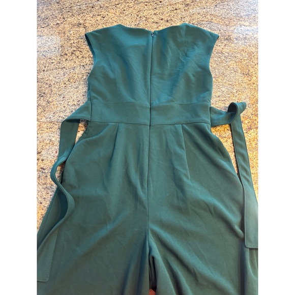 (READ) Calvin Klein Jumpsuit Wide Leg Belted Sleeveless Green Size 2 - Picture 9 of 10